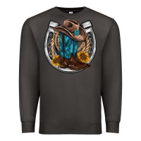 Smoke western horseshoe boots hat rope sunflower Premium Sweatshirt - AdoDesignShop