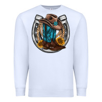 White western horseshoe boots hat rope sunflower Premium Sweatshirt - AdoDesignShop