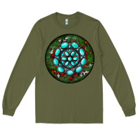 Army Green Christmas Round Turquoise Gemstone Long Sleeve Tee - RanaPortraitStore