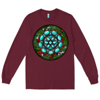 Burgundy Christmas Round Turquoise Gemstone Long Sleeve Tee - RanaPortraitStore