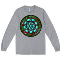 Heather Grey Christmas Round Turquoise Gemstone Long Sleeve Tee - RanaPortraitStore