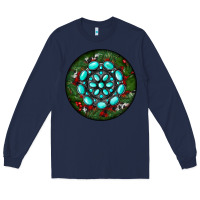 Navy Christmas Round Turquoise Gemstone Long Sleeve Tee - RanaPortraitStore