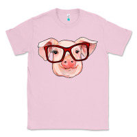 Bubblegum Pink pig with red glasses Classic Tee - RanaPortraitStore