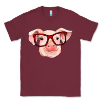 Burgundy pig with red glasses Classic Tee - RanaPortraitStore