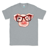 Heather Grey pig with red glasses Classic Tee - RanaPortraitStore