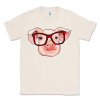 Natural pig with red glasses Classic Tee - RanaPortraitStore
