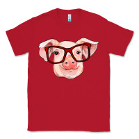 Red pig with red glasses Classic Tee - RanaPortraitStore