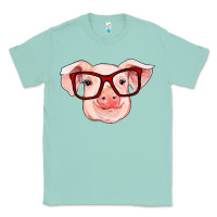 Seafoam pig with red glasses Classic Tee - RanaPortraitStore