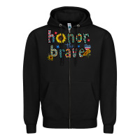 Black honor the brave Zipper Hoodie - CowhideDigitalArt