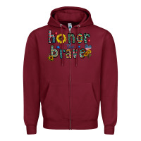 Burgundy honor the brave Zipper Hoodie - CowhideDigitalArt