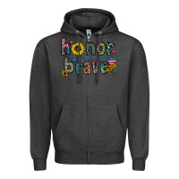 Charcoal Heather honor the brave Zipper Hoodie - CowhideDigitalArt