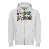 Dove Grey honor the brave Zipper Hoodie - CowhideDigitalArt