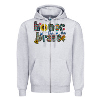 Heather Grey honor the brave Zipper Hoodie - CowhideDigitalArt