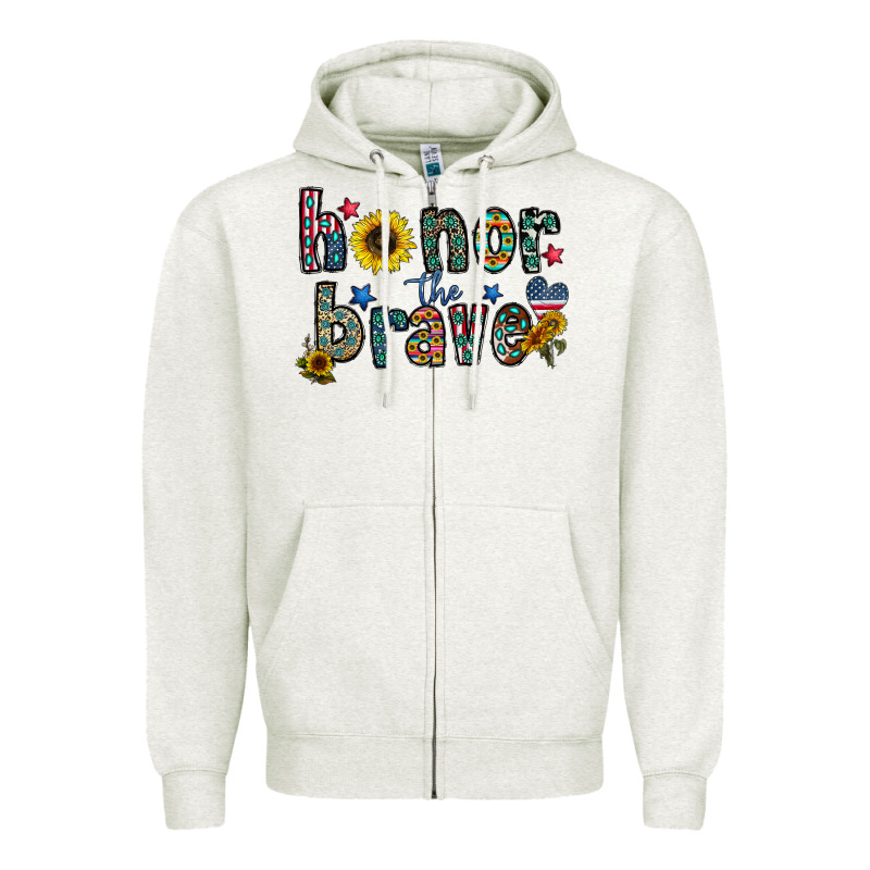 Honor The Brave Zipper Hoodie by CowhideDigitalArt | Teevron
