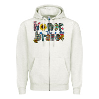 Oatmeal Heather honor the brave Zipper Hoodie - CowhideDigitalArt