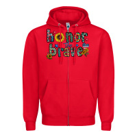 Red honor the brave Zipper Hoodie - CowhideDigitalArt