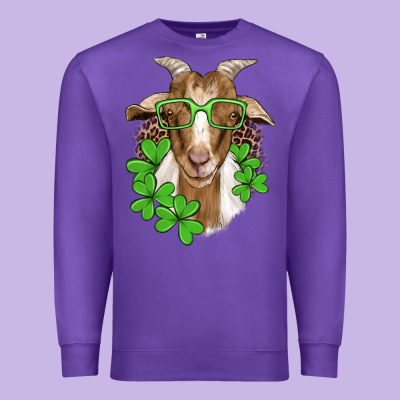 St Patricks Goat With Glasses Premium Sweatshirt Designed By Artiststas
