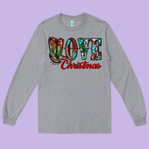 Christmas Love Boots Long Sleeve Tee Designed By Ranaportraitstore