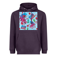 Plum summer and octopus seamless pattern Heavyweight Hoodie - BundleAndBundleShop
