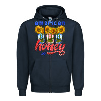 Navy american honey sunflower mason jar Zipper Hoodie - HRA Design Shop