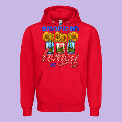 American Honey Sunflower Mason Jar Zipper Hoodie Designed By Hra Design Shop