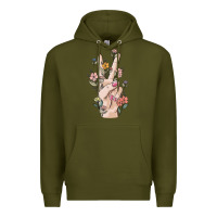 Army Green hand peace sign Premium Hoodie - MaliasSmallBusiness