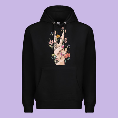 Hand Peace Sign Premium Hoodie Designed By Maliassmallbusiness