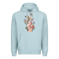 Blue Mist hand peace sign Premium Hoodie - MaliasSmallBusiness