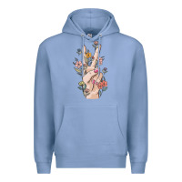 Colony Blue hand peace sign Premium Hoodie - MaliasSmallBusiness