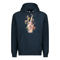Navy hand peace sign Premium Hoodie - MaliasSmallBusiness