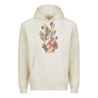 Oatmeal Heather hand peace sign Premium Hoodie - MaliasSmallBusiness