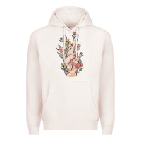 Pale Pink hand peace sign Premium Hoodie - MaliasSmallBusiness