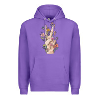 Purple hand peace sign Premium Hoodie - MaliasSmallBusiness