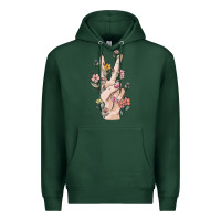 Sports Green hand peace sign Premium Hoodie - MaliasSmallBusiness