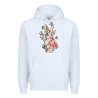 White hand peace sign Premium Hoodie - MaliasSmallBusiness