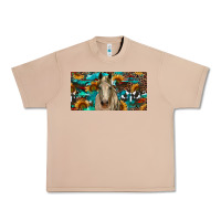 Burro Horse With Sunflowers Aztec And Cowhide Urban Heavy Tee - RanaPortraitStore
