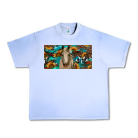 Grape Ice Horse With Sunflowers Aztec And Cowhide Urban Heavy Tee - RanaPortraitStore
