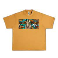Peanut Butter Horse With Sunflowers Aztec And Cowhide Urban Heavy Tee - RanaPortraitStore