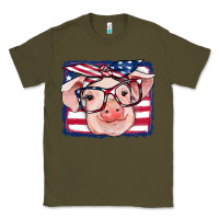 Army Green american flag pig Classic Tee - RanaPortraitStore