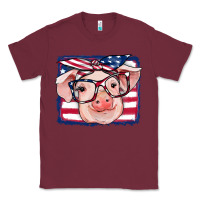 Burgundy american flag pig Classic Tee - RanaPortraitStore