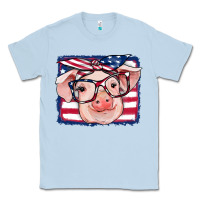 Dusty Blue american flag pig Classic Tee - RanaPortraitStore