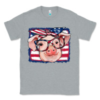 Heather Grey american flag pig Classic Tee - RanaPortraitStore