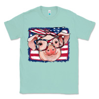 Seafoam american flag pig Classic Tee - RanaPortraitStore