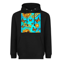 Black sun with butterfly seamless pattern Heavyweight Hoodie - BundleAndBundleShop