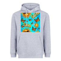 Heather Grey sun with butterfly seamless pattern Heavyweight Hoodie - BundleAndBundleShop