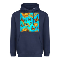Navy sun with butterfly seamless pattern Heavyweight Hoodie - BundleAndBundleShop