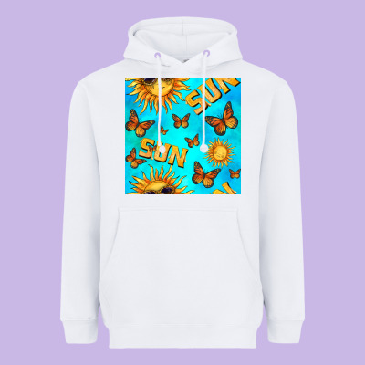 Sun With Butterfly Seamless Pattern Heavyweight Hoodie Designed By Bundleandbundleshop