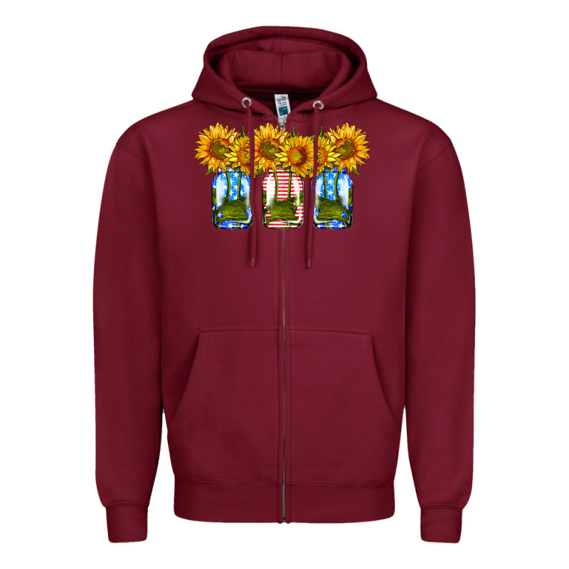 American Sunflower Mason Jar Zipper Hoodie by HRA Design Shop | Teevron