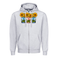 Heather Grey american sunflower mason jar Zipper Hoodie - HRA Design Shop