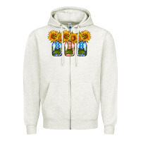 Oatmeal Heather american sunflower mason jar Zipper Hoodie - HRA Design Shop